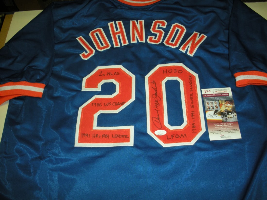 Howard Johnson Signed Mets Jersey With 1986 World Series Stats JSA COA (1 of 2)
