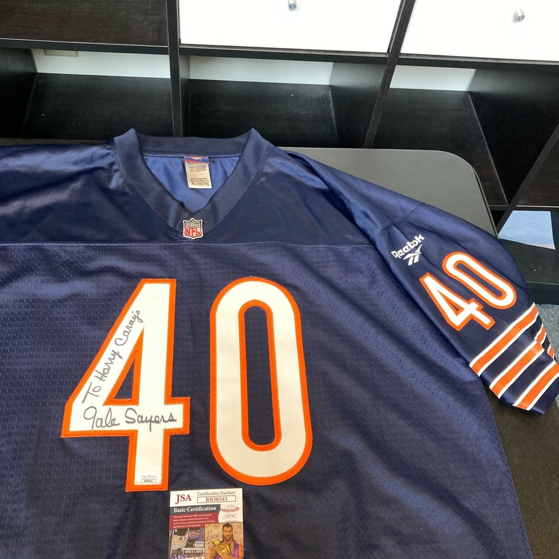 Chicago Bears Jersey Signed by Gale Sayers Inscribed to Harry Caray Restaurant JSA COA (1 of 9)
