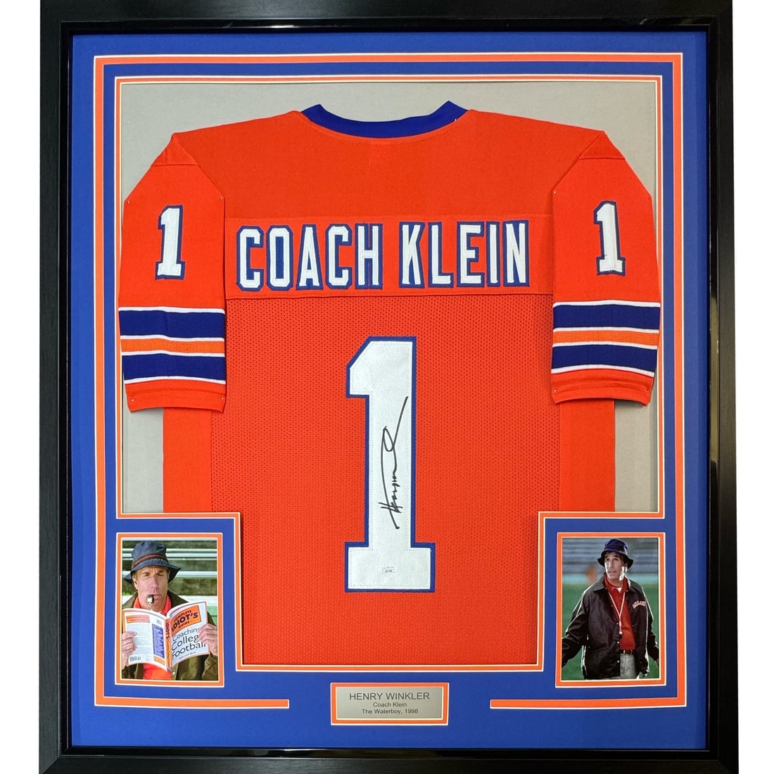 35x39 Framed Waterboy Coach Klein Jersey Signed by Henry Winkler JSA (1 of 2)