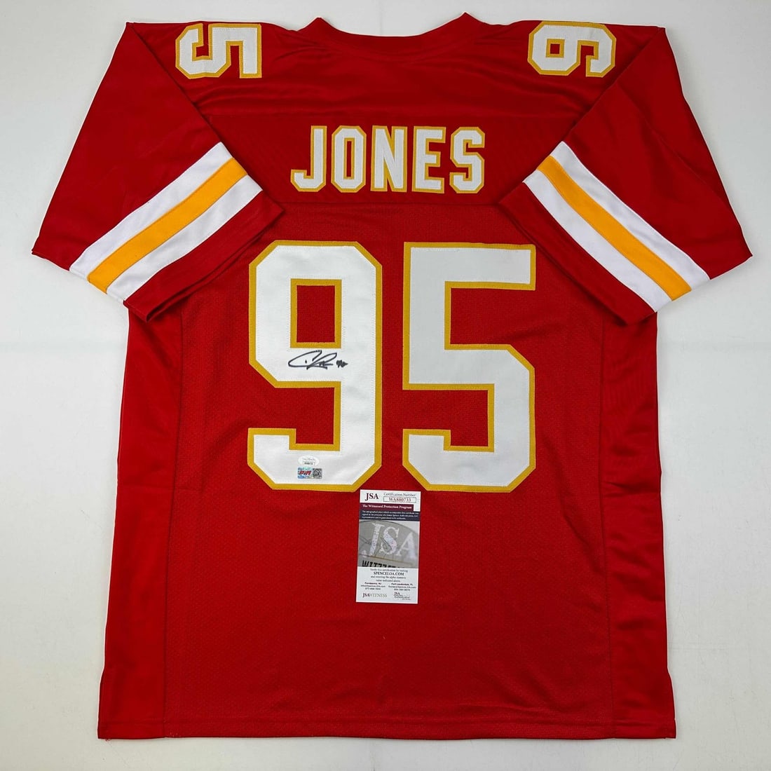 Chris Jones signed red football jersey custom XL JSA authenticated (1 of 4)