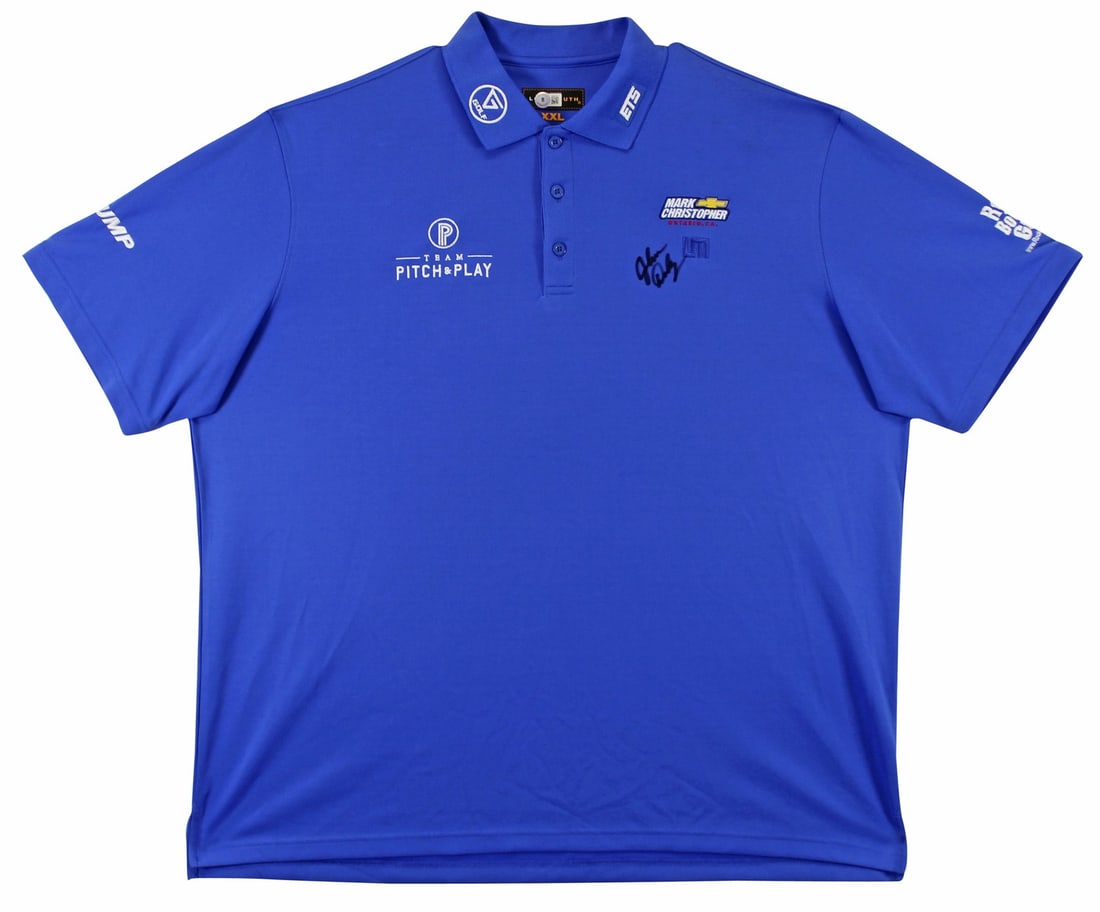 Signed Match Worn Blue Loudmouth Golf Polo Shirt John Daly Beckett Authenticated: Signed Match Worn Blue Loudmouth Golf Polo Shirt John Daly Beckett Authenticated This is a match-worn blue Loudmouth Mark Christopher Pitch & Play Rock Bottom Trump ETS Golf polo shirt, personally sig