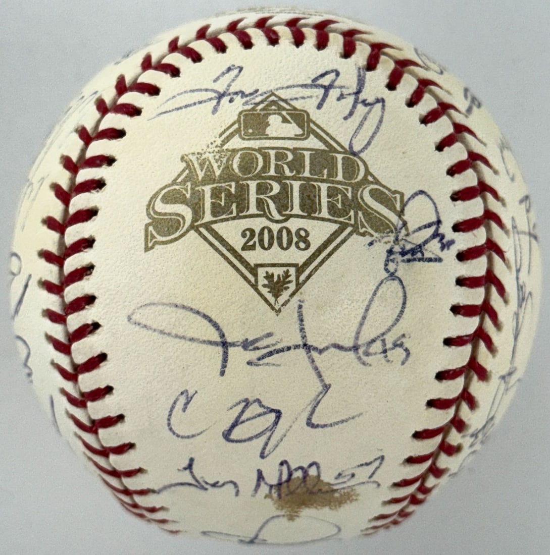 Official 2008 World Series baseball signed by 32 Tampa Bay Rays with Beckett LOA (1 of 7)