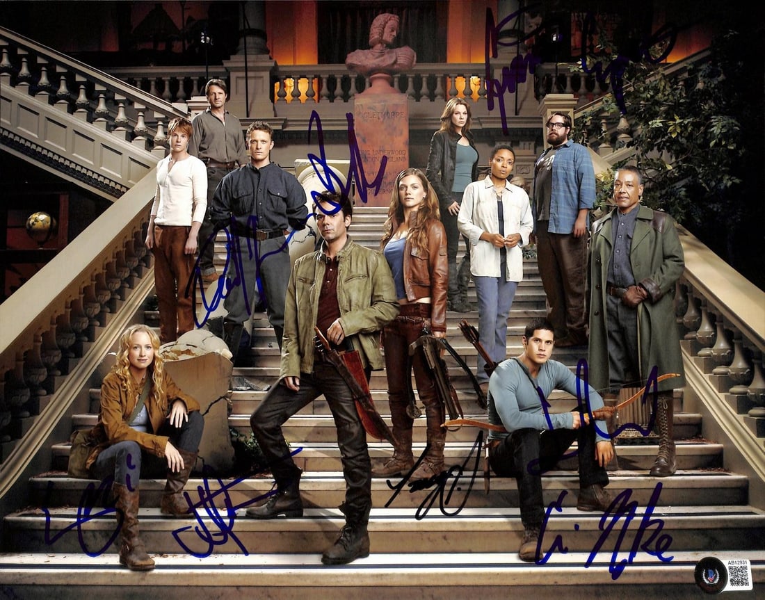 Beckett Certified Revolution Cast 11x14 Photo Signed by 8: Beckett Certified Revolution Cast 11x14 Photo Signed by 8 Pre-owned 11x14 cast photograph from the television series Revolution, multi-signed by eight contributors. The title indicates signatures by 8