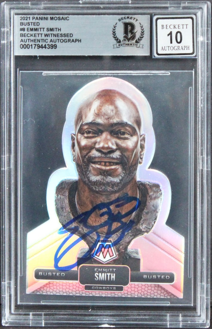 Emmitt Smith 2022 Panini Mosaic Busted #8 Card Auto BAS Gem Mint 10 Slabbed (1 of 2)