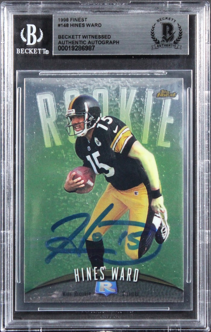 Hines Ward Signed 1998 Finest Rookie Card Beckett Authenticated Slab (1 of 2)
