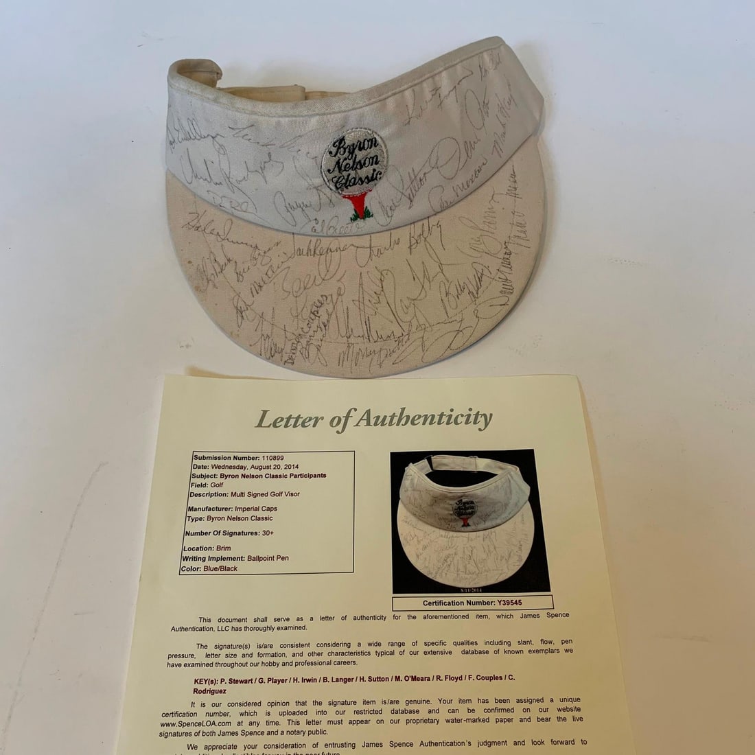 Byron Nelson golf visor signed by 30+ golfers Payne Stewart JSA Y39545 (1 of 11)