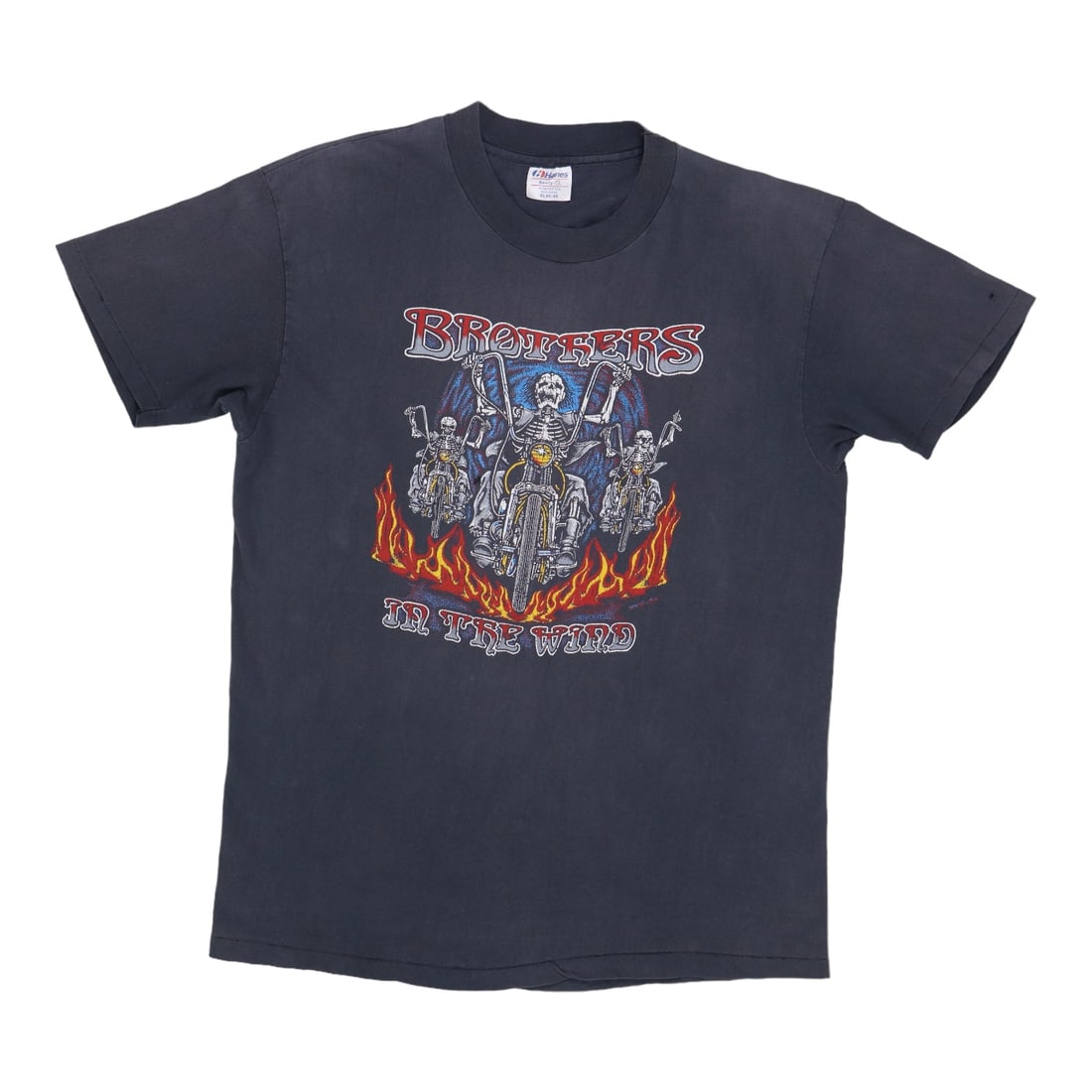 Brothers In The Wind 1983 Black Cotton Motorcycle Tee XL: Brothers In The Wind 1983 Black Cotton Motorcycle Tee XL Authentic vintage 1983 Brothers In The Wind motorcycle shirt with front and back graphics. This original shirt from the 1980s is not a modern r
