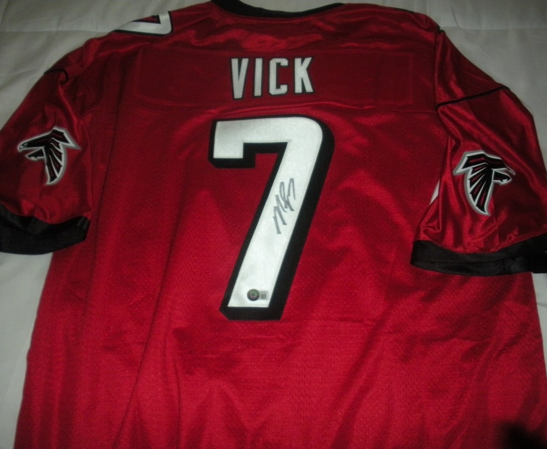 Signed Atlanta Falcons Jersey Michael Vick Beckett COA Licensed Proline: Signed Atlanta Falcons Jersey Michael Vick Beckett COA Licensed Proline This official licensed Proline Atlanta Falcons jersey features the signature of Michael Vick and comes with a Beckett Certificat