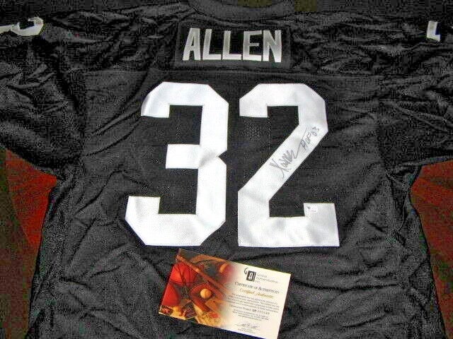 Signed Marcus Allen Jersey with GAI COA Oakland Raiders USC Hall of Fame 2003: Signed Marcus Allen Jersey with GAI COA Oakland Raiders USC Hall of Fame 2003 This is a pre-owned jersey signed by Marcus Allen, commemorating his career with the Oakland Raiders and USC, and his 2003
