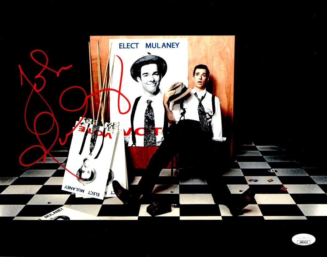 John Mulaney Signed 11x14 Photo Red Ink JSA Authenticated: John Mulaney Signed 11x14 Photo Red Ink JSA Authenticated This is an original 11x14 photograph autographed by comedian John Mulaney, featuring his signature in red ink. The item has been authenticated