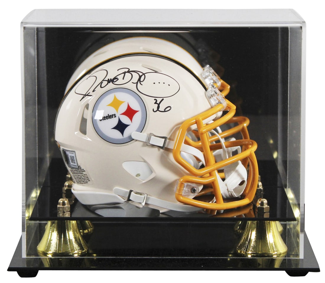 Jerome Bettis autographed Steelers mini helmet with display case Beckett witnessed (1 of 5)