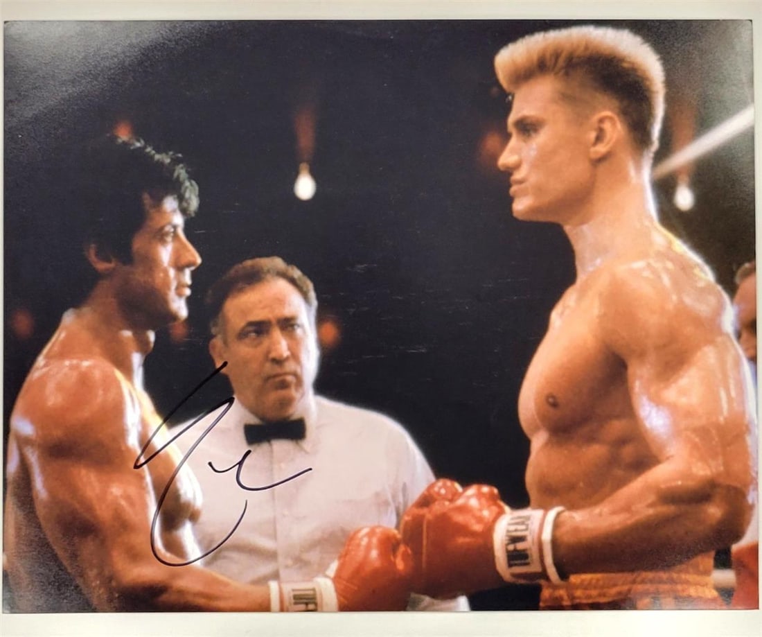 11x14 Rocky IV Photograph Signed by Sylvester Stallone with JSA Letter: 11x14 Rocky IV Photograph Signed by Sylvester Stallone with JSA Letter This is an original 11x14 photograph from Rocky IV, personally signed by Sylvester Stallone. The autograph has been authenticated