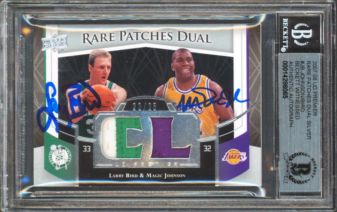 Magic Johnson Larry Bird Signed 2007 UD Premier Patches Gem Mint 10 BAS (1 of 2)