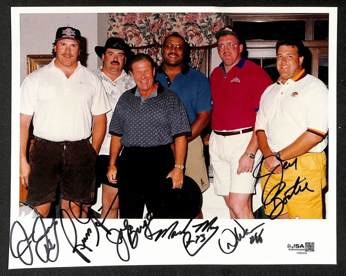 Washington Redskins Hogs 8x10 Signed Photo 6 Autographs JSA BA210397 (1 of 2)