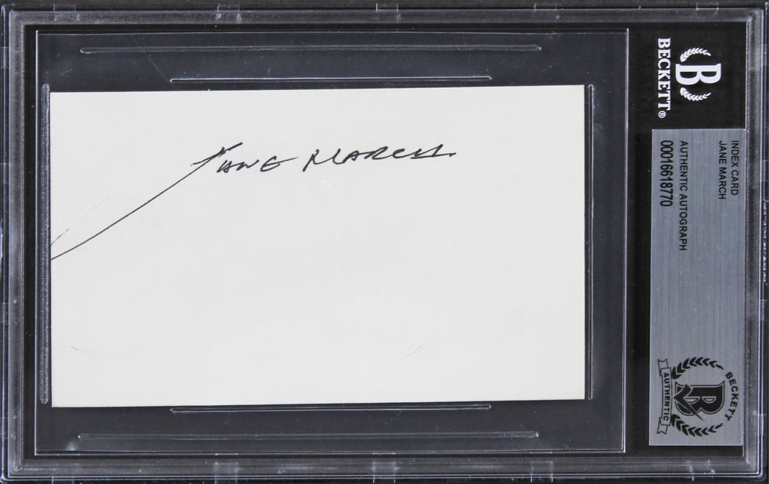Jane March Signed 3x5 Index Card Color of Night Beckett Authenticated (1 of 2)