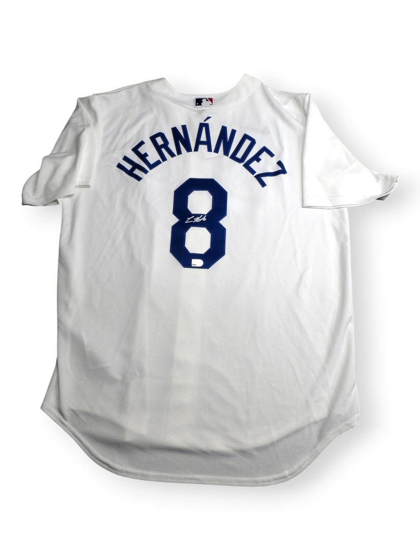 MLB Authenticated Enrique Kike Hernandez Dodgers White Replica Jersey Signed: MLB Authenticated Enrique Kike Hernandez Dodgers White Replica Jersey Signed Pre-owned replica Los Angeles Dodgers white jersey signed by Enrique Kike Hernandez. This autographed jersey is MLB authent