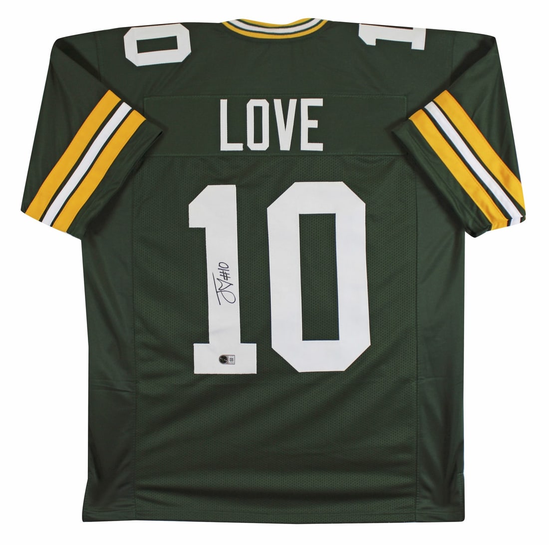 Jordan Love signed Green Bay Packers jersey BAS witnessed authentic: Jordan Love signed Green Bay Packers jersey BAS witnessed authentic Authentic Jordan Love autographed green pro style jersey. This original, pre-owned item is a custom-stitched, non-branded jersey and