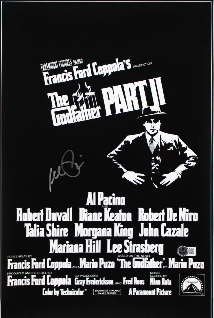 12x18 Al Pacino signed Godfather Part 2 photo BAS: 12x18 Al Pacino signed Godfather Part 2 photo BAS This 12x18 mini movie poster photograph from The Godfather Part 2 is personally signed by Al Pacino. The autograph is authenticated by Beckett Authent