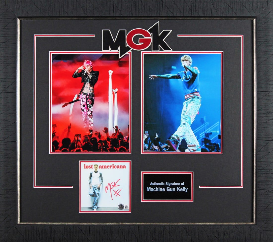 Framed Lost Americana CD Insert Display signed by Machine Gun Kelly BAS (1 of 2)