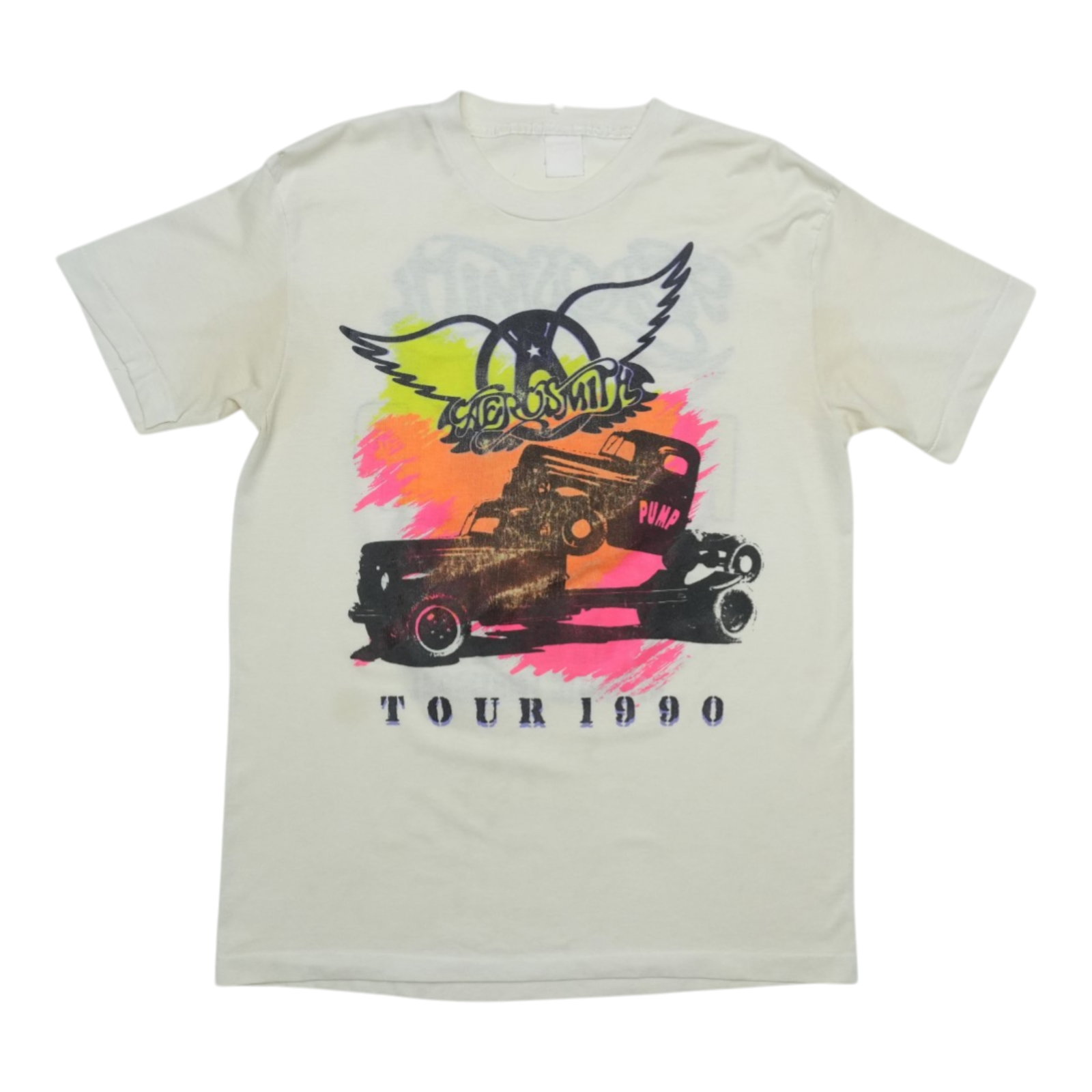 Vintage Aerosmith Pump Tour T Shirt White 1990 Front Back Graphic: Vintage Aerosmith Pump Tour T Shirt White 1990 Front Back Graphic Original vintage 1990 Aerosmith Pump Tour shirt with front and back graphics. This is a true vintage shirt, not a modern reproduction.