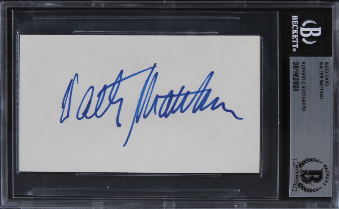 Walter Matthau Signed 3x5 Index Card Beckett Slabbed Grumpy Old Men Autograph: Walter Matthau Signed 3x5 Index Card Beckett Slabbed Grumpy Old Men Autograph This is an original 3x5 index card personally signed by Walter Matthau from "Grumpy Old Men." The autograph is authenticat