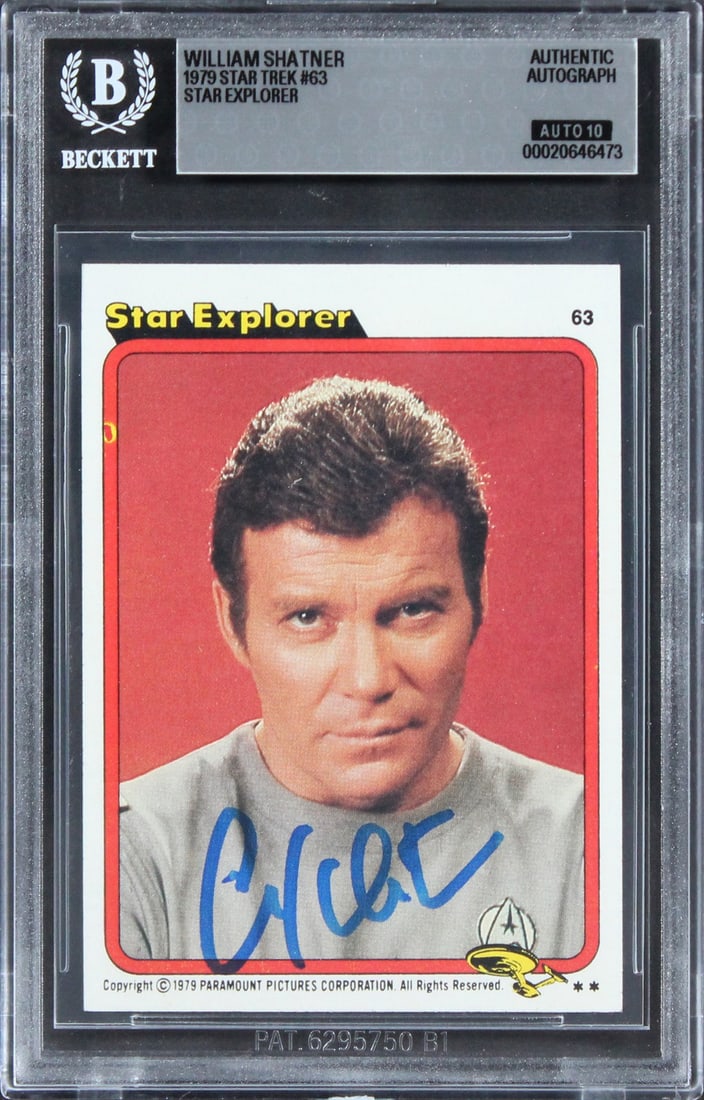 Beckett Slabbed William Shatner Autographed 1979 Star Trek Card #63 (1 of 2)
