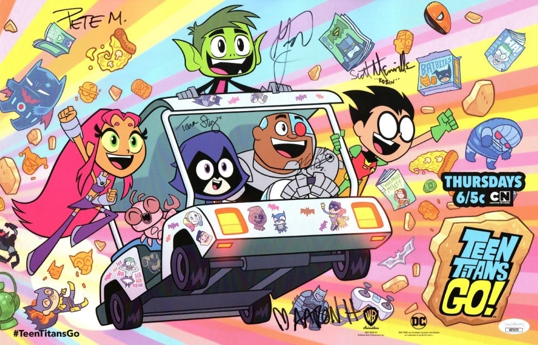 11X17 Teen Titans Go Poster Signed by 6 Cast Members JSA (1 of 2)