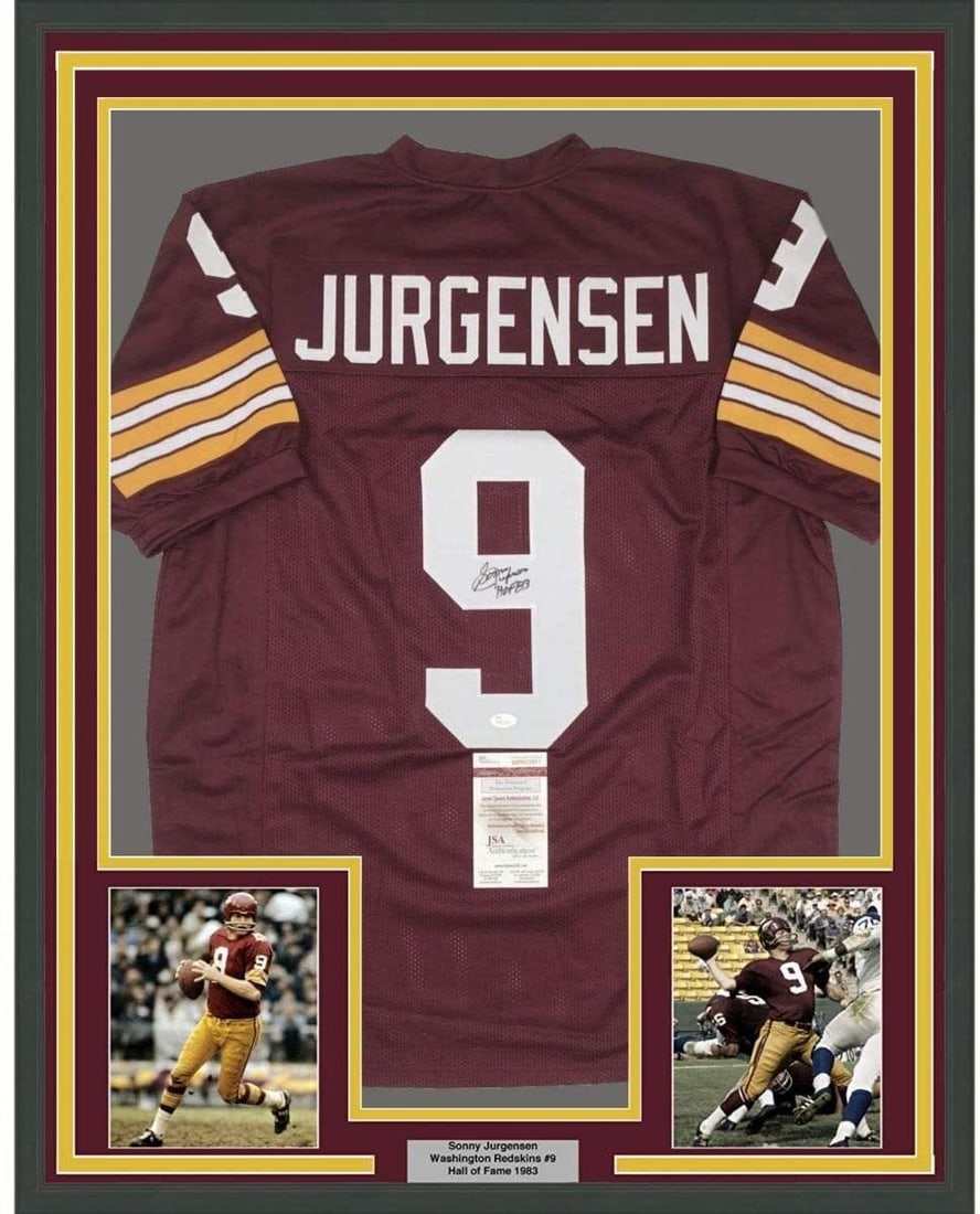 Sonny Jurgensen Signed Framed Football Jersey 35x39 JSA COA (1 of 2)
