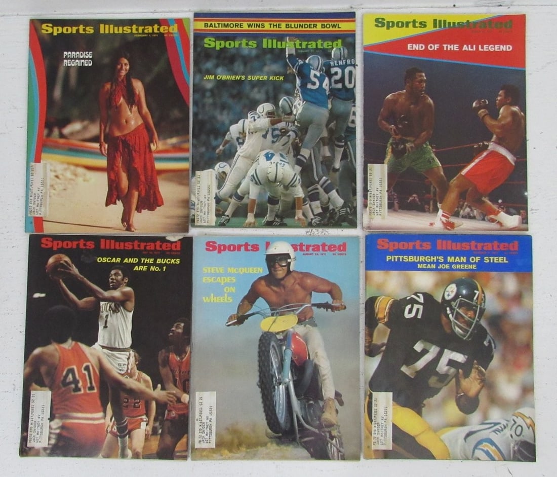 1971 Sports Illustrated Complete Set of 51 Issues Ali Cover: 1971 Sports Illustrated Complete Set of 51 Issues Ali Cover This offering features a complete set of 51 issues of the 1971 Sports Illustrated Magazine, prominently showcasing the iconic Muhammad Ali c
