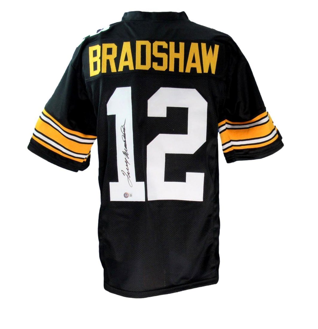 Terry Bradshaw signed black custom Steelers jersey BAS Beckett (1 of 5)