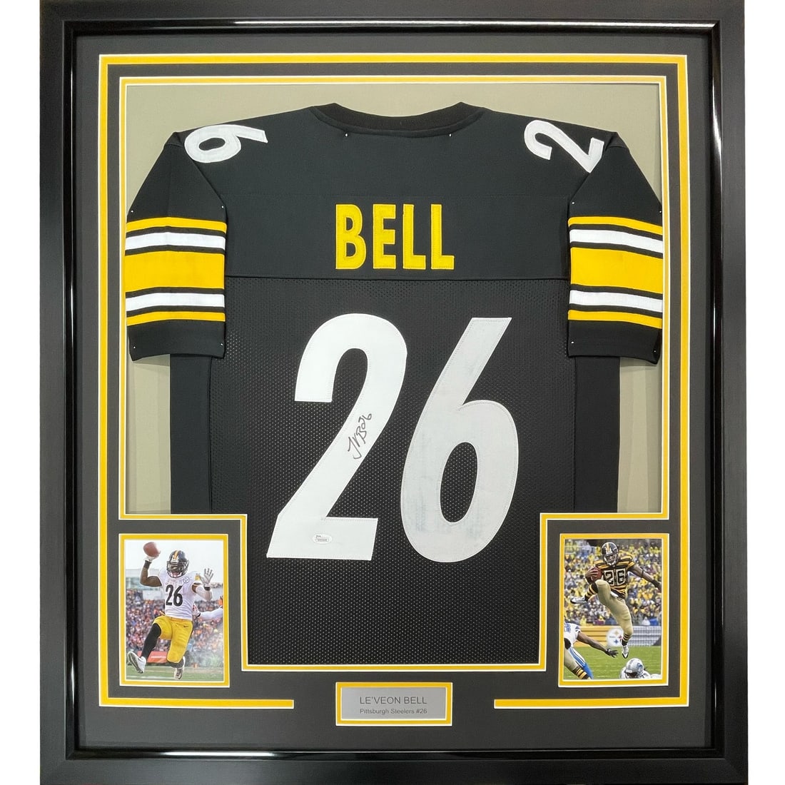 35x39 Framed Le'Veon Bell Signed Steelers Black Jersey JSA (1 of 2)