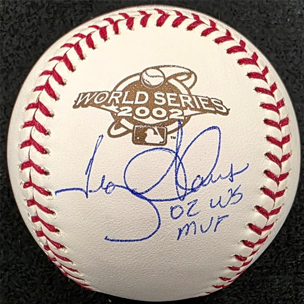 PSA authenticated Anaheim Angels baseball signed by Troy Glaus 2002 WS MVP: PSA authenticated Anaheim Angels baseball signed by Troy Glaus 2002 WS MVP Original signed 2002 World Series baseball autographed by Troy Glaus and inscribed "02 WS MVP." This pre-owned baseball is au