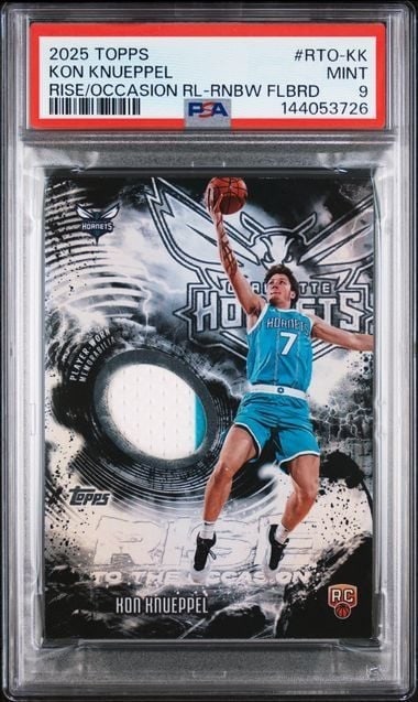 PSA 9 Mint 2025 Topps Kon Knueppel RTOKK Relic Rookie Card (1 of 2)