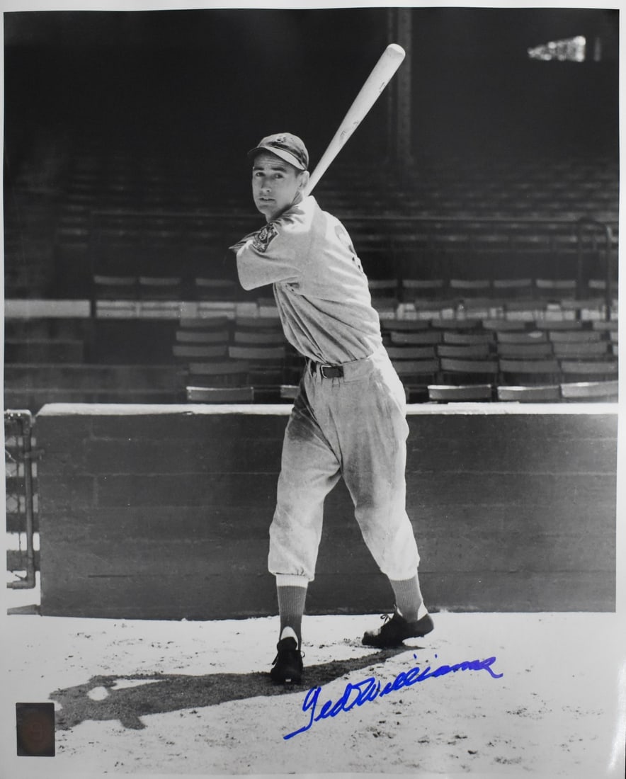 Ted Williams autographed 16x20 Red Sox photo with PSA letter: Ted Williams autographed 16x20 Red Sox photo with PSA letter Original signed Ted Williams Hall of Fame 16x20 baseball photo featuring the Boston Red Sox. This pre-owned piece includes a PSA letter and