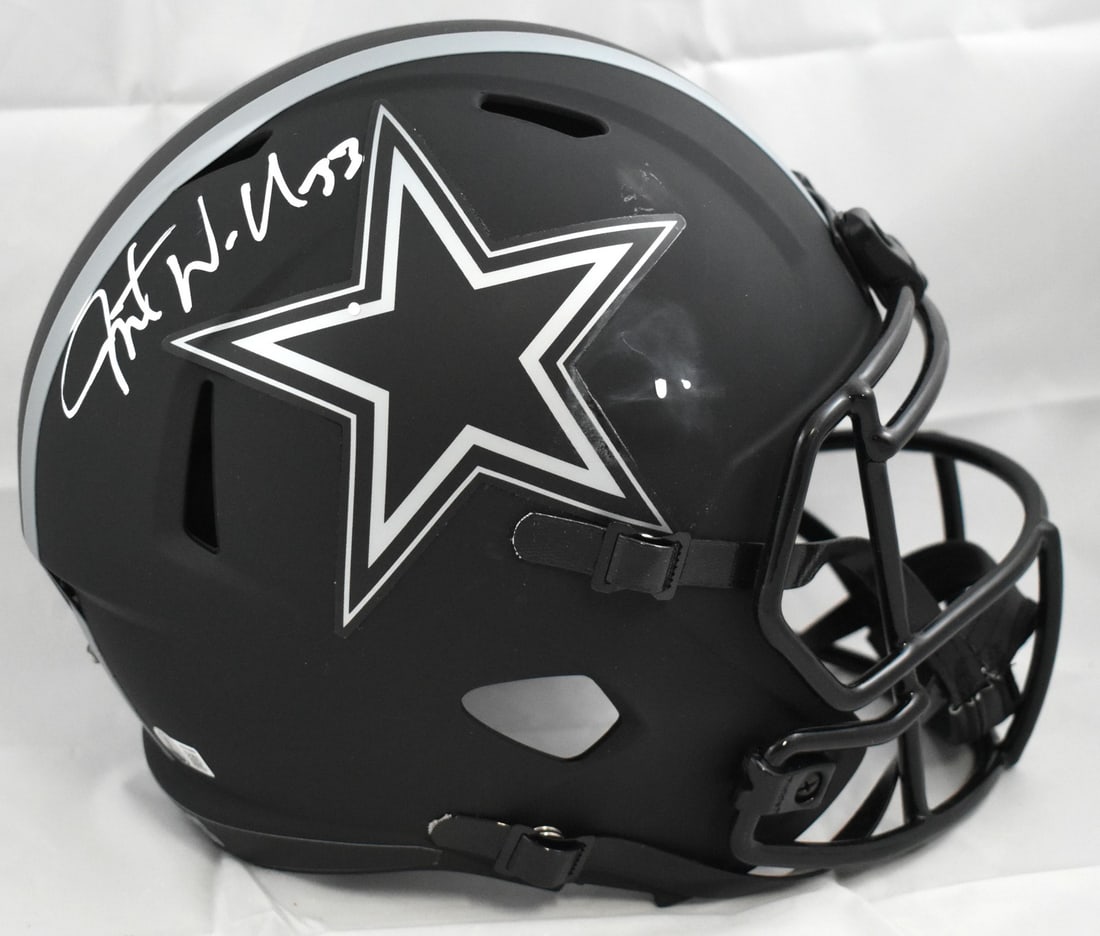 Dallas Cowboys Javonte Williams signed Eclipse Speed helmet Beckett holo: Dallas Cowboys Javonte Williams signed Eclipse Speed helmet Beckett holo This is a pre-owned Dallas Cowboys Eclipse Speed full-size helmet, signed by Javonte Williams. The helmet is an original item a