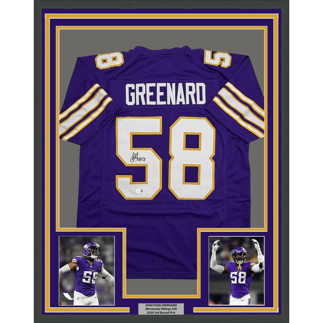 Jonathan Greenard signed framed Vikings purple throwback jersey Beckett COA (1 of 2)