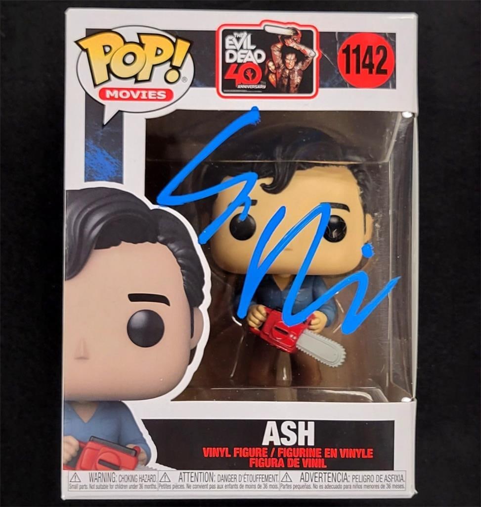 Ash Evil Dead Funko Pop autographed by Sam Raimi Beckett authenticated: Ash Evil Dead Funko Pop autographed by Sam Raimi Beckett authenticated This is an original Ash Evil Dead Funko Pop! collectible featuring the autograph of Sam Raimi, authenticated by Beckett. The item
