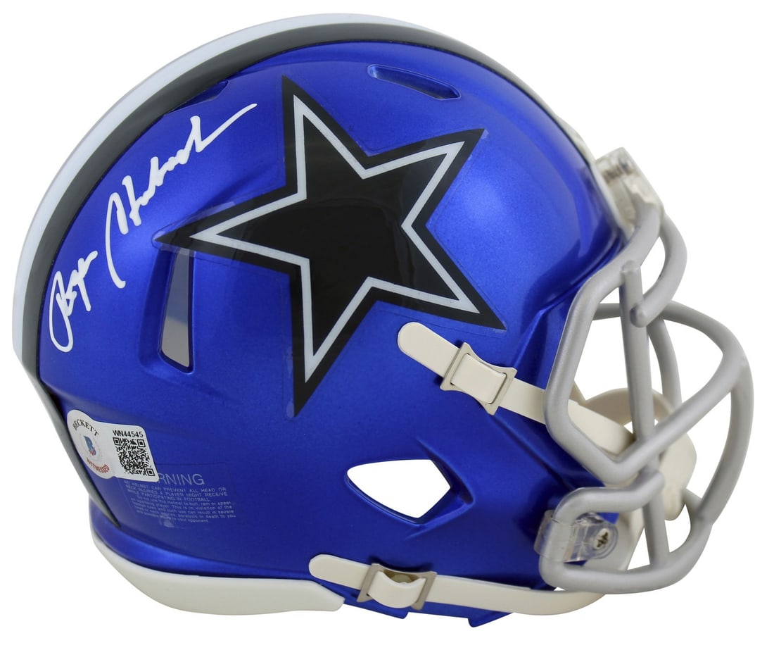 Roger Staubach Signed Dallas Cowboys Flash Speed Mini Helmet BAS Authenticated (1 of 2)