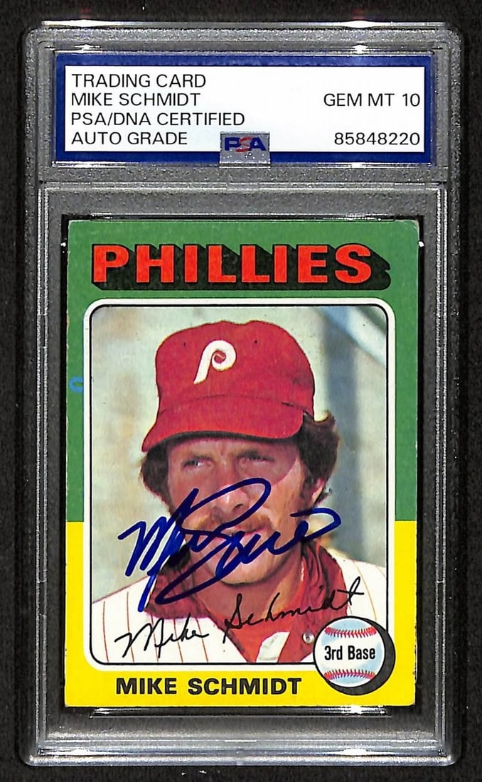 1975 Topps Mike Schmidt Phillies HOF Signed PSA DNA Auto GEM 10 (1 of 2)
