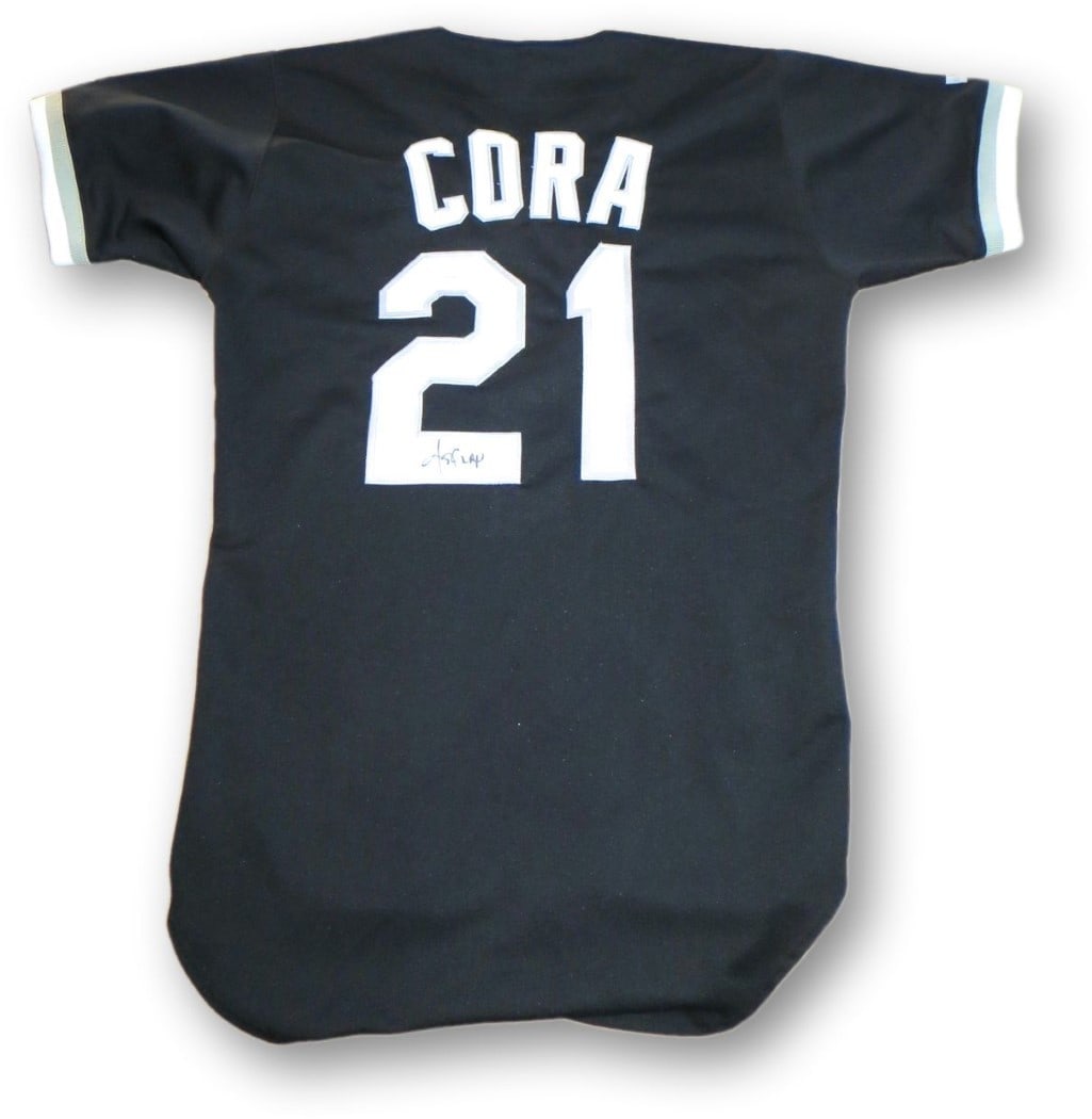Chicago White Sox Team Issue Jersey Signed by Joey Cora JSA: Chicago White Sox Team Issue Jersey Signed by Joey Cora JSA Pre-owned team issue jersey signed by Joey Cora. This original autographed piece is associated with the Chicago White Sox and includes James