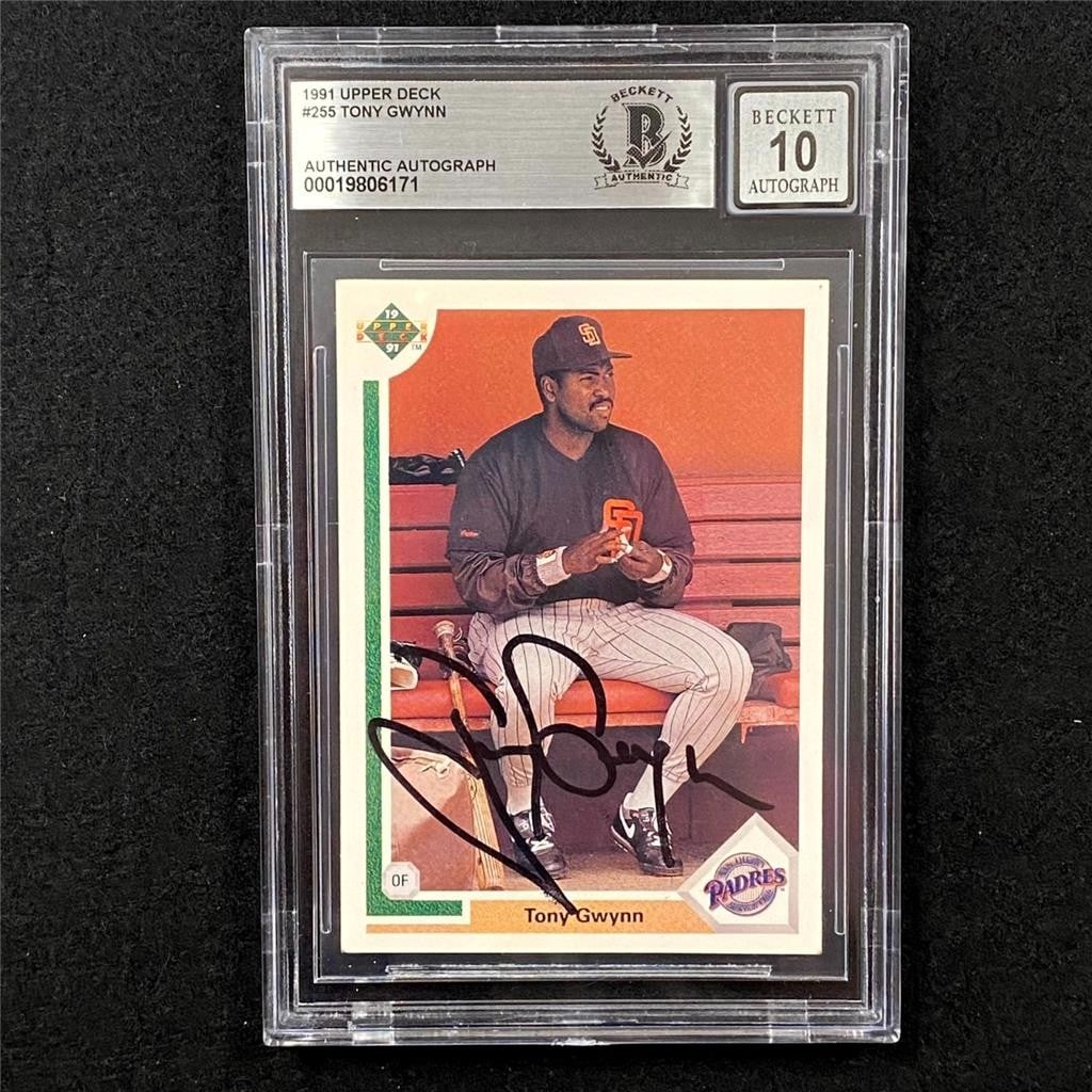 Tony Gwynn 1991 Upper Deck Padres card Beckett BAS 10 auto (1 of 4)