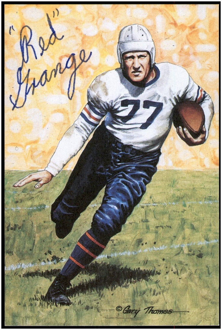 Chicago Bears Red Grange signed GLAC card BAS Beckett: Chicago Bears Red Grange signed GLAC card BAS Beckett Original Red Grange autographed Goal Line Art Card featuring the Chicago Bears. This pre-owned football collectible is authenticated by Beckett Au