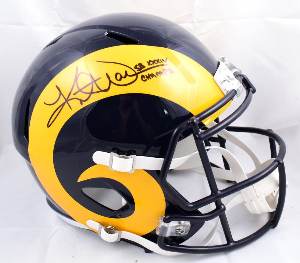 Beckett Holo Kurt Warner Signed Rams Full Size Speed Helmet SB Champs (1 of 10)