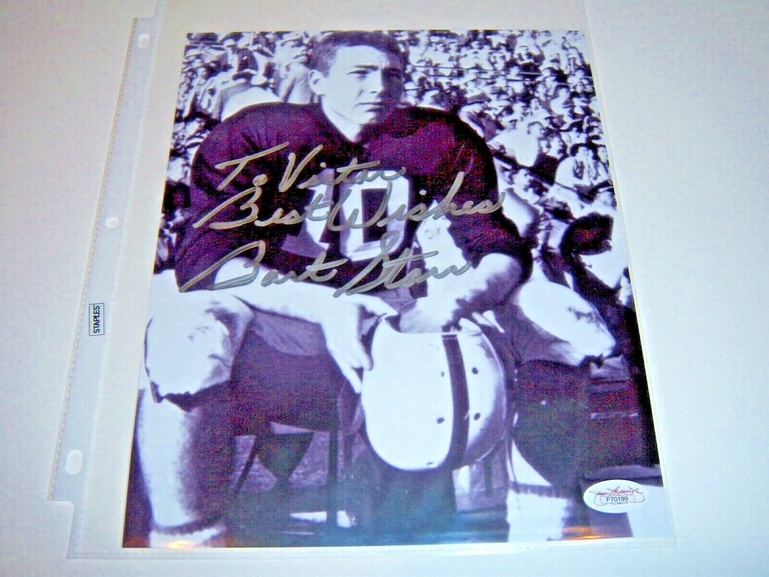 Signed 8x10 Bart Starr Photo with JSA COA Packers Alabama Hall of Fame (1 of 1)