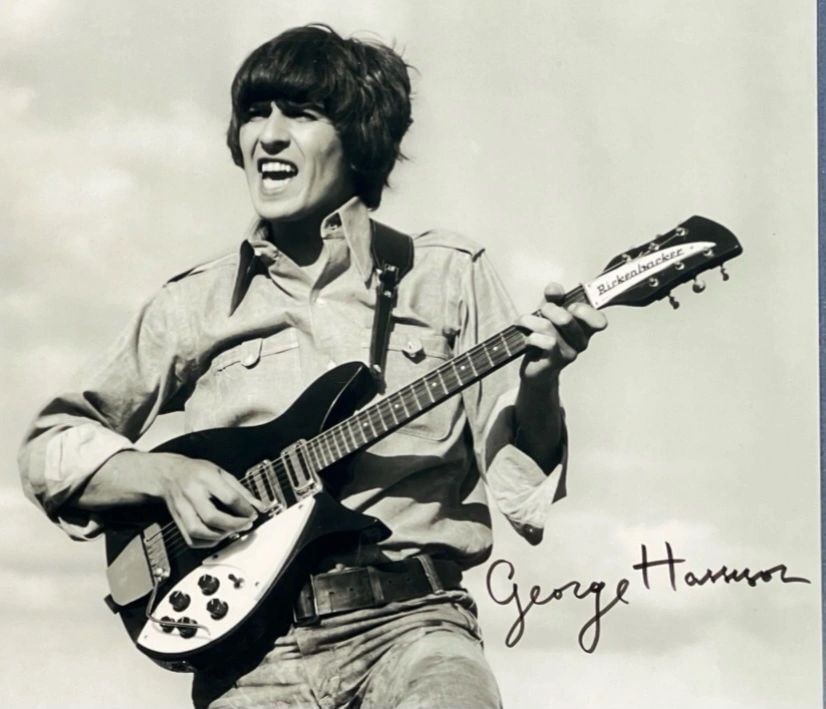 Beckett Authenticated George Harrison Autographed 8.5x11 Performance Photo (1 of 5)