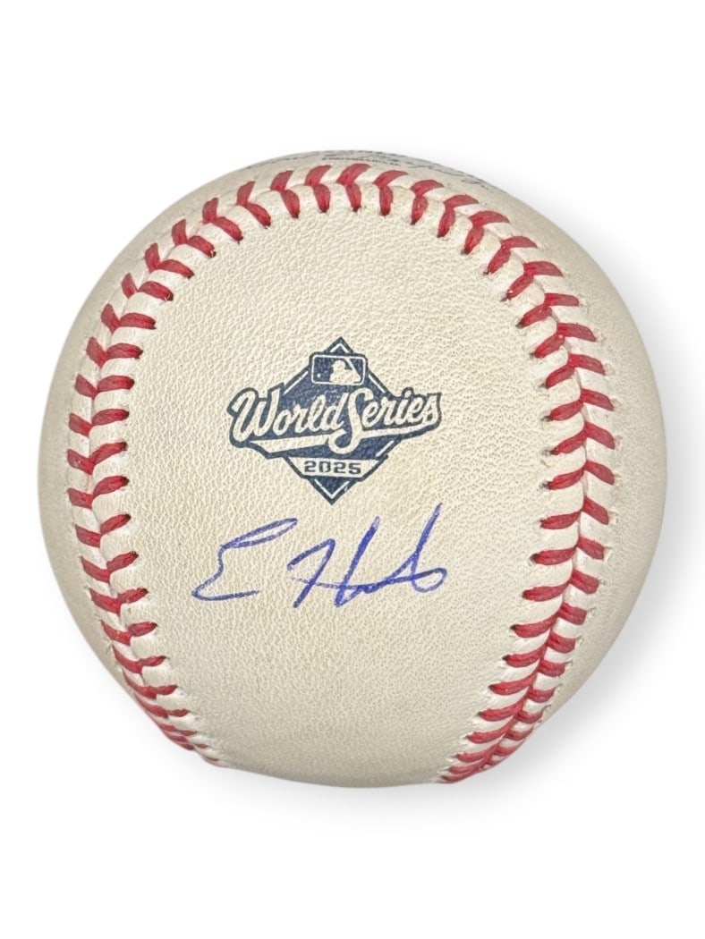 MLB Authenticated Kike Hernandez Signed 2025 WS Mud Rubbed Baseball: MLB Authenticated Kike Hernandez Signed 2025 WS Mud Rubbed Baseball Original mud rubbed 2025 WS baseball signed by Kike Hernandez. This pre-owned ball is authenticated by Major League Baseball and