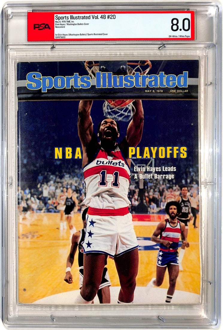 1978 Sports Illustrated Elvin Hayes Washington Bullets PSA 8.0: 1978 Sports Illustrated Elvin Hayes Washington Bullets PSA 8.0 Original 1978 Sports Illustrated newsstand magazine featuring Elvin Hayes and the Washington Bullets. This pre-owned vintage issue is