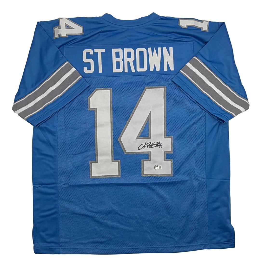 Blue signed custom football jersey Amon-Ra St. Brown BAS authenticated: Blue signed custom football jersey Amon-Ra St. Brown BAS authenticated Pre-owned custom blue football jersey signed by Amon-Ra St. Brown. This original autographed collectible includes Beckett authent