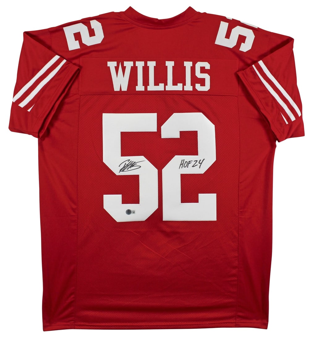 Patrick Willis Autographed Red Jersey With HOF 24 Inscription Beckett BAS Witnessed (1 of 5)