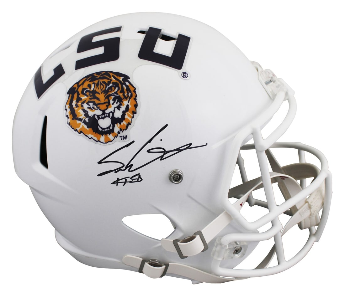 BAS Witnessed Sam Leavitt Signed LSU Full Size Speed Replica Helmet (1 of 4)